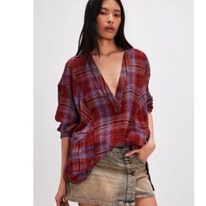 We the Free by the Shore Plaid Shirt